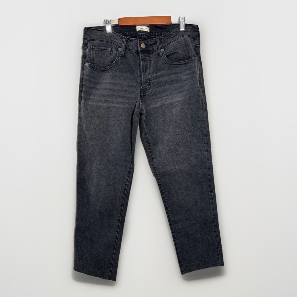 Oliver Logan Washed Black Distressed Raw Hem Women's Jeans Stretch Size 30